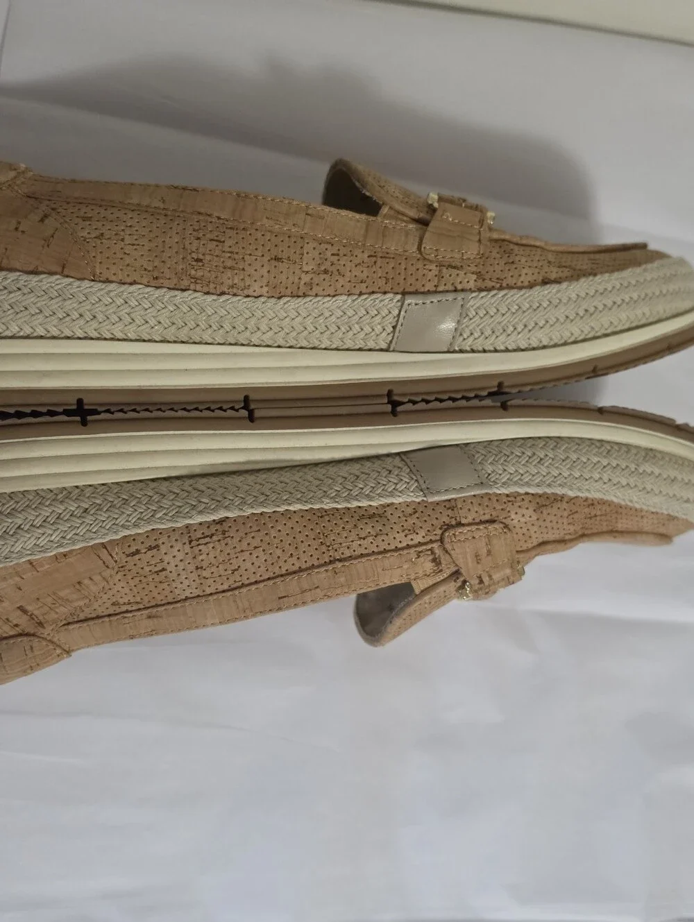 Vaneli Quarzi Bit Luxury Perforated Cork Slip On Loafers Beige Size 9 Women's